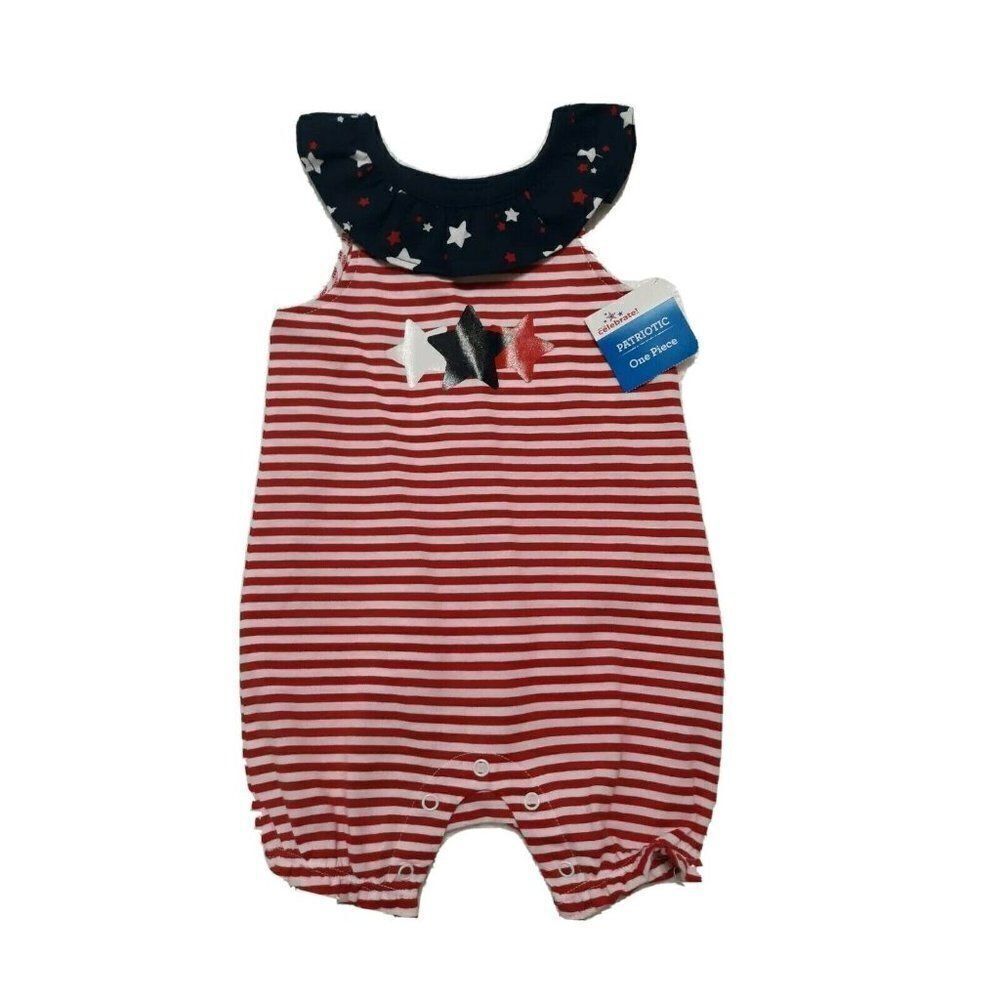 Way To Celebrate Baby Girl Stars Stripes Romper 3-6 Months